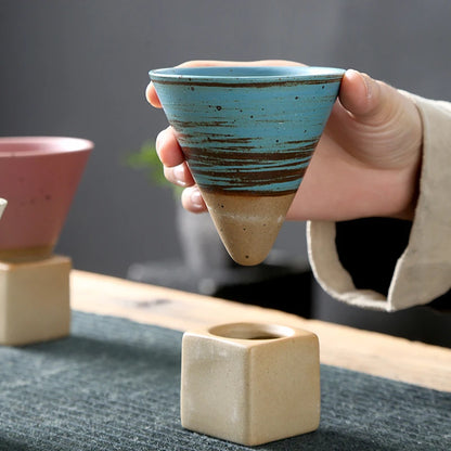 Japanese Triangular Cone Shape Pottery Tea/Coffee Cup