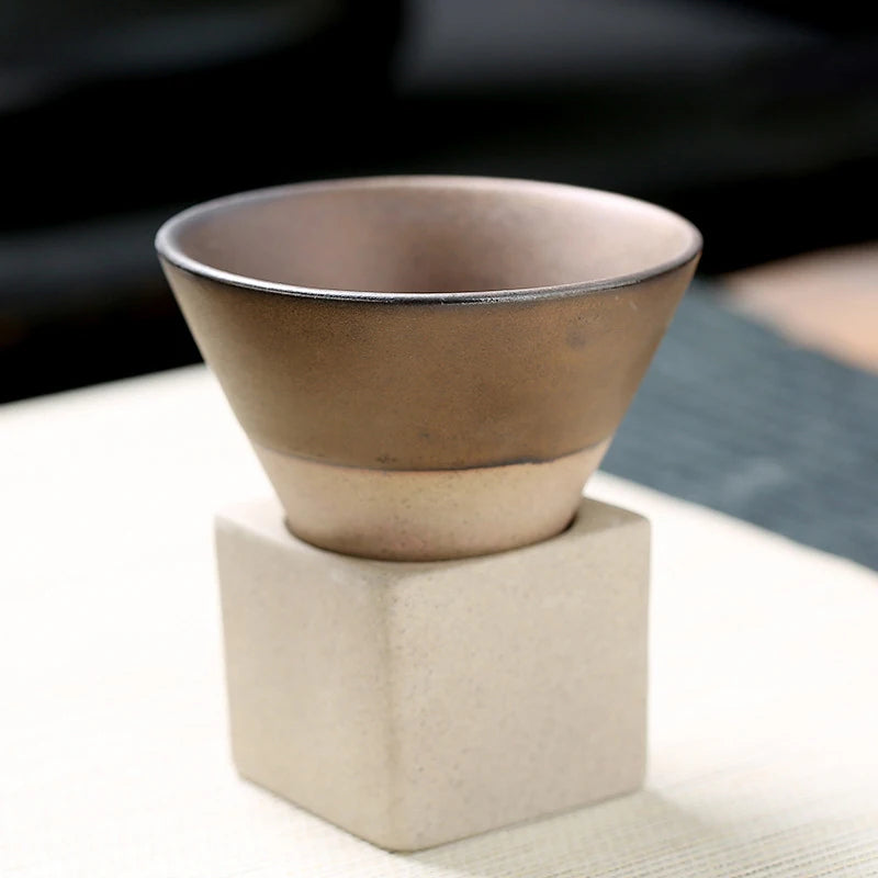 Japanese Triangular Cone Shape Pottery Tea/Coffee Cup